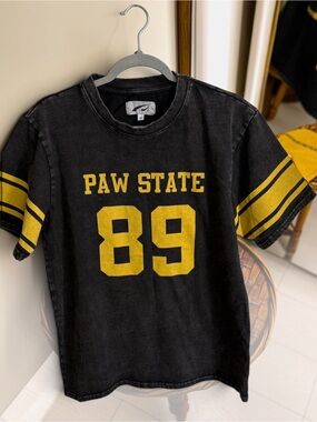Men Women Shirt Paw State Football Graphic Tee - Black & Yellow